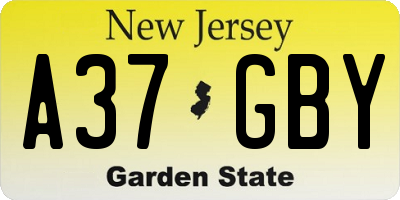 NJ license plate A37GBY