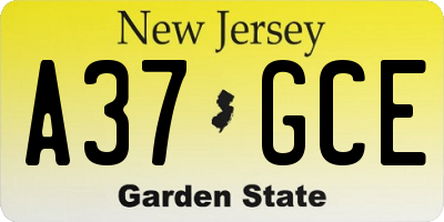 NJ license plate A37GCE