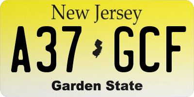 NJ license plate A37GCF