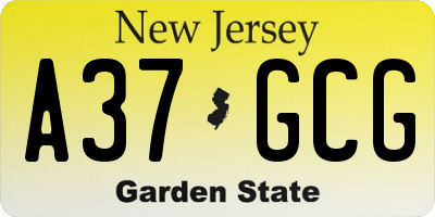 NJ license plate A37GCG
