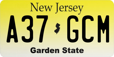 NJ license plate A37GCM
