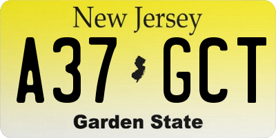 NJ license plate A37GCT
