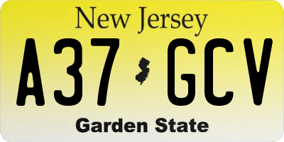 NJ license plate A37GCV