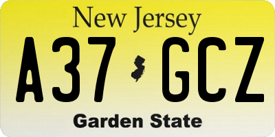 NJ license plate A37GCZ