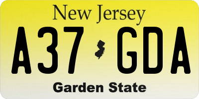 NJ license plate A37GDA