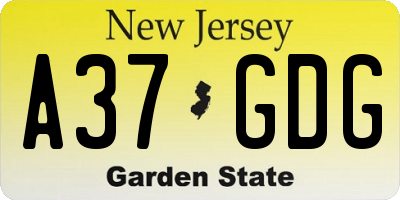 NJ license plate A37GDG