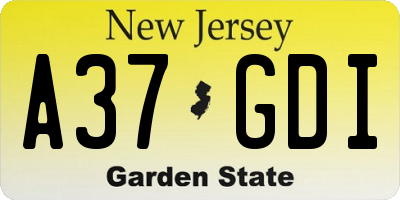NJ license plate A37GDI