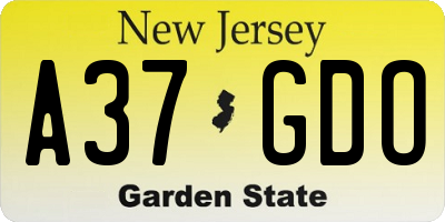 NJ license plate A37GDO