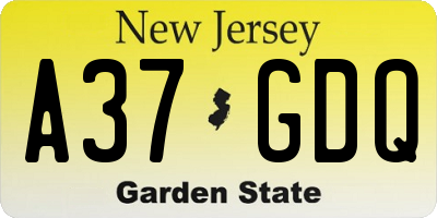 NJ license plate A37GDQ