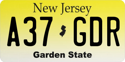NJ license plate A37GDR