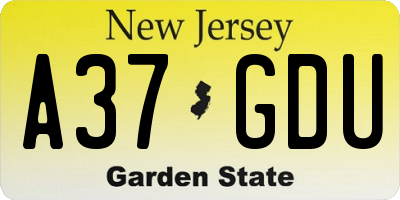 NJ license plate A37GDU