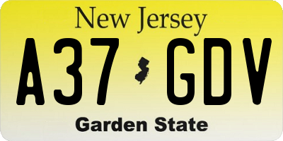 NJ license plate A37GDV