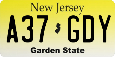NJ license plate A37GDY