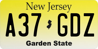 NJ license plate A37GDZ