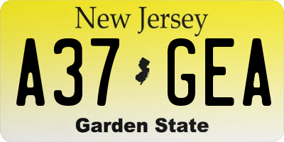 NJ license plate A37GEA