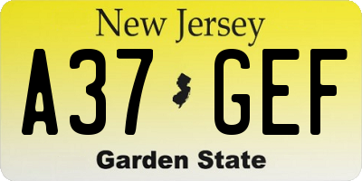 NJ license plate A37GEF