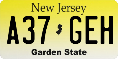 NJ license plate A37GEH