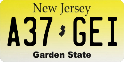 NJ license plate A37GEI