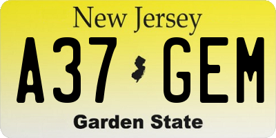 NJ license plate A37GEM