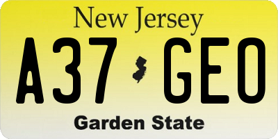 NJ license plate A37GEO