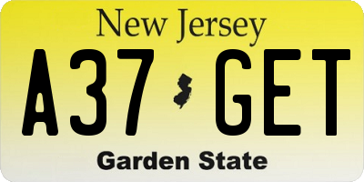 NJ license plate A37GET