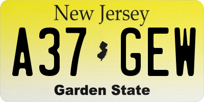 NJ license plate A37GEW