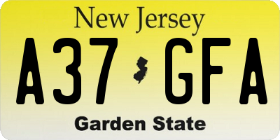 NJ license plate A37GFA