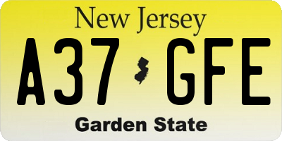 NJ license plate A37GFE