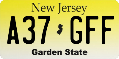 NJ license plate A37GFF
