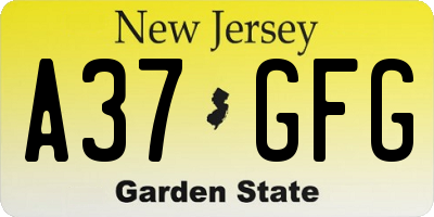 NJ license plate A37GFG