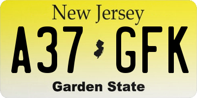 NJ license plate A37GFK