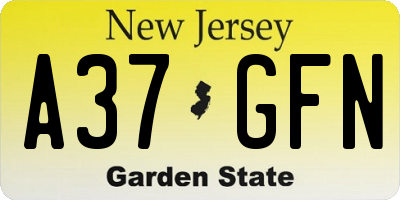 NJ license plate A37GFN