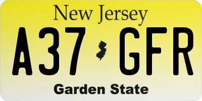 NJ license plate A37GFR