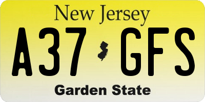 NJ license plate A37GFS