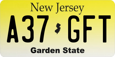 NJ license plate A37GFT