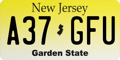 NJ license plate A37GFU