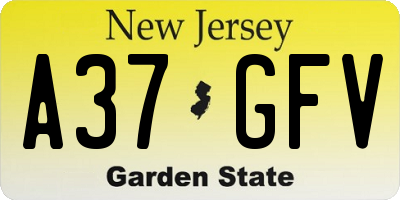 NJ license plate A37GFV