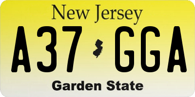 NJ license plate A37GGA