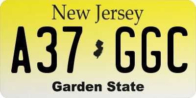 NJ license plate A37GGC