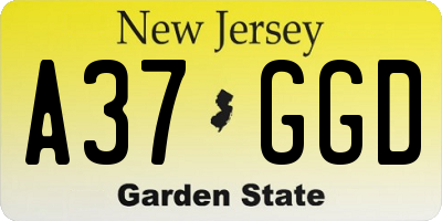 NJ license plate A37GGD