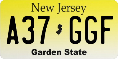NJ license plate A37GGF
