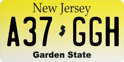 NJ license plate A37GGH
