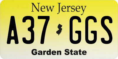 NJ license plate A37GGS