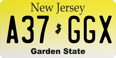 NJ license plate A37GGX