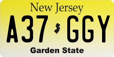 NJ license plate A37GGY
