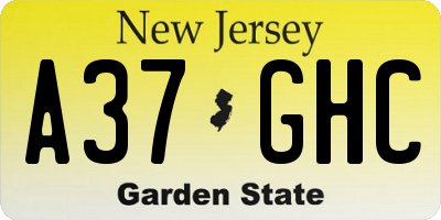 NJ license plate A37GHC