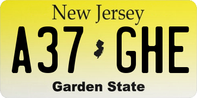 NJ license plate A37GHE