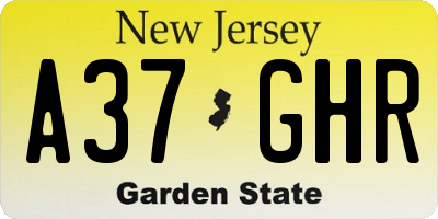 NJ license plate A37GHR