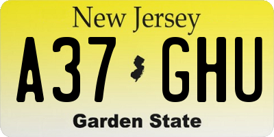 NJ license plate A37GHU