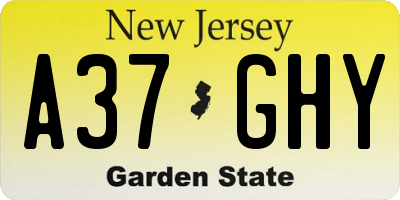 NJ license plate A37GHY